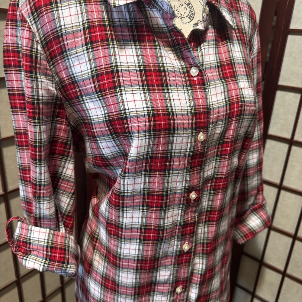 Tommy Hilfiger Red and White Plaid Shirt